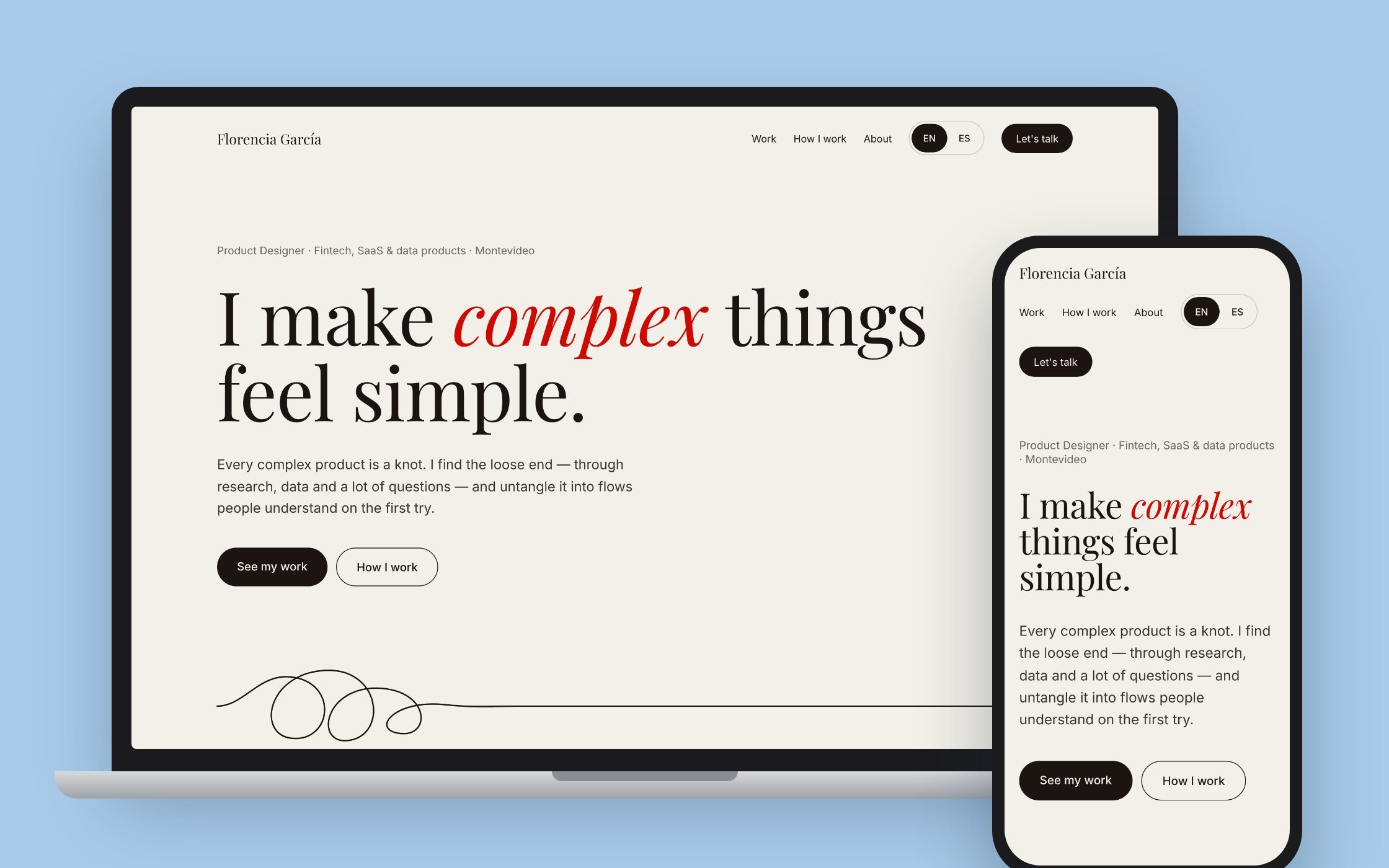 The new portfolio home on a laptop and on a phone